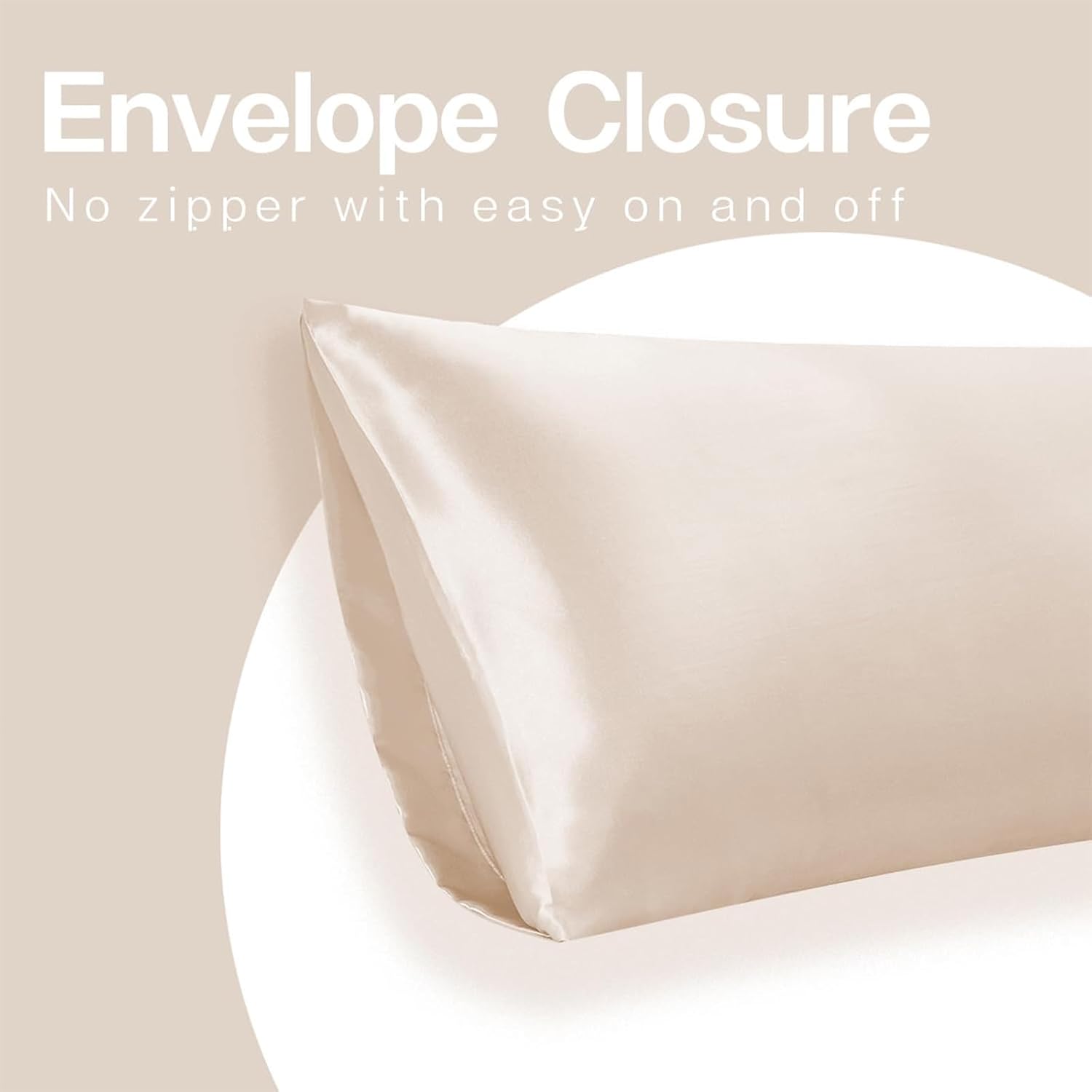 MR&HM Satin Body Pillow Cover, Soft and Breathable Body Pillow Case with Envelope Closure, Cooling and Silky Long Pillowcase for Hair and…