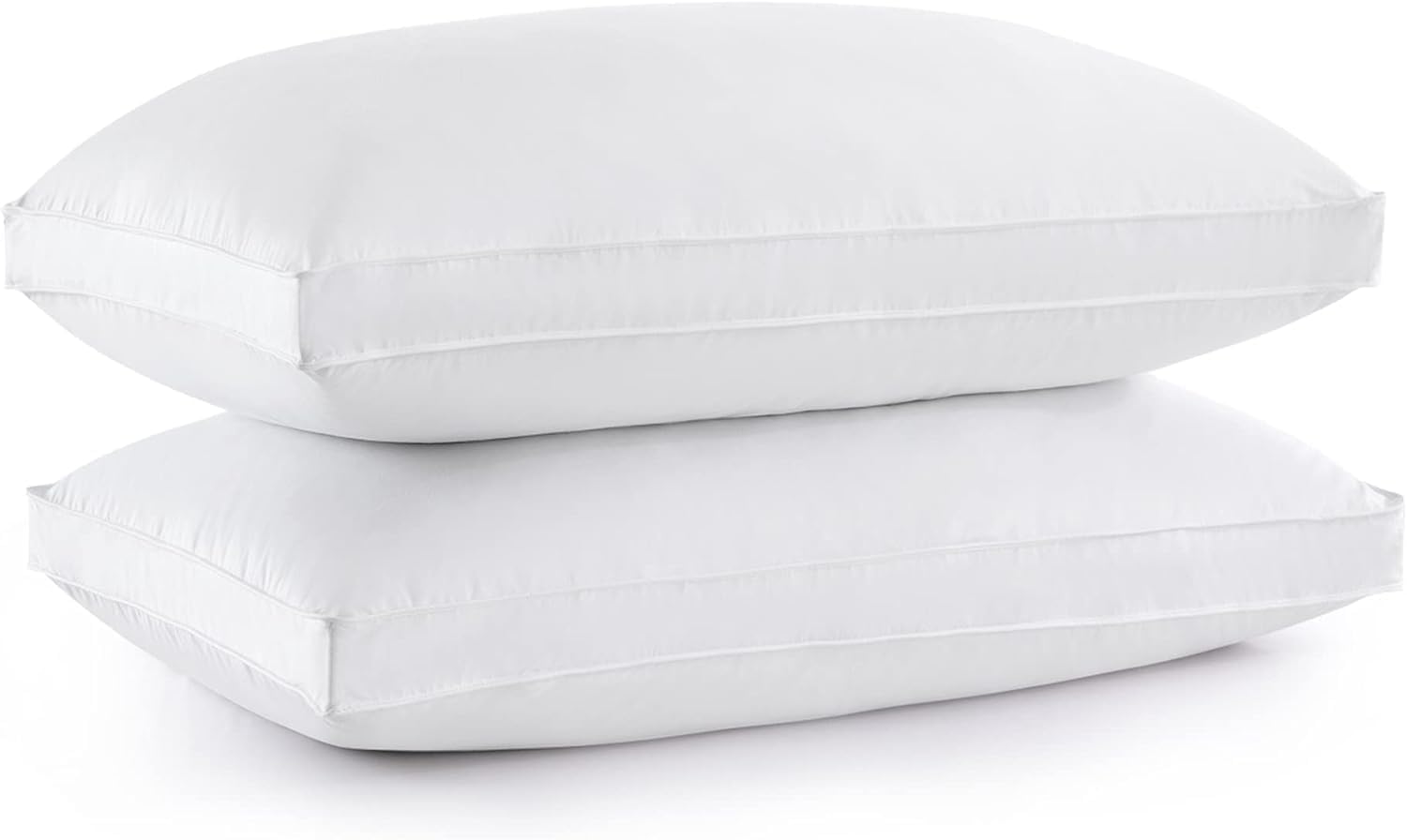 puredown® Goose Feather Down Pillows, Gusseted Bed Pillows for Sleeping 100% Cotton Cover, Set of 2 Standard Size