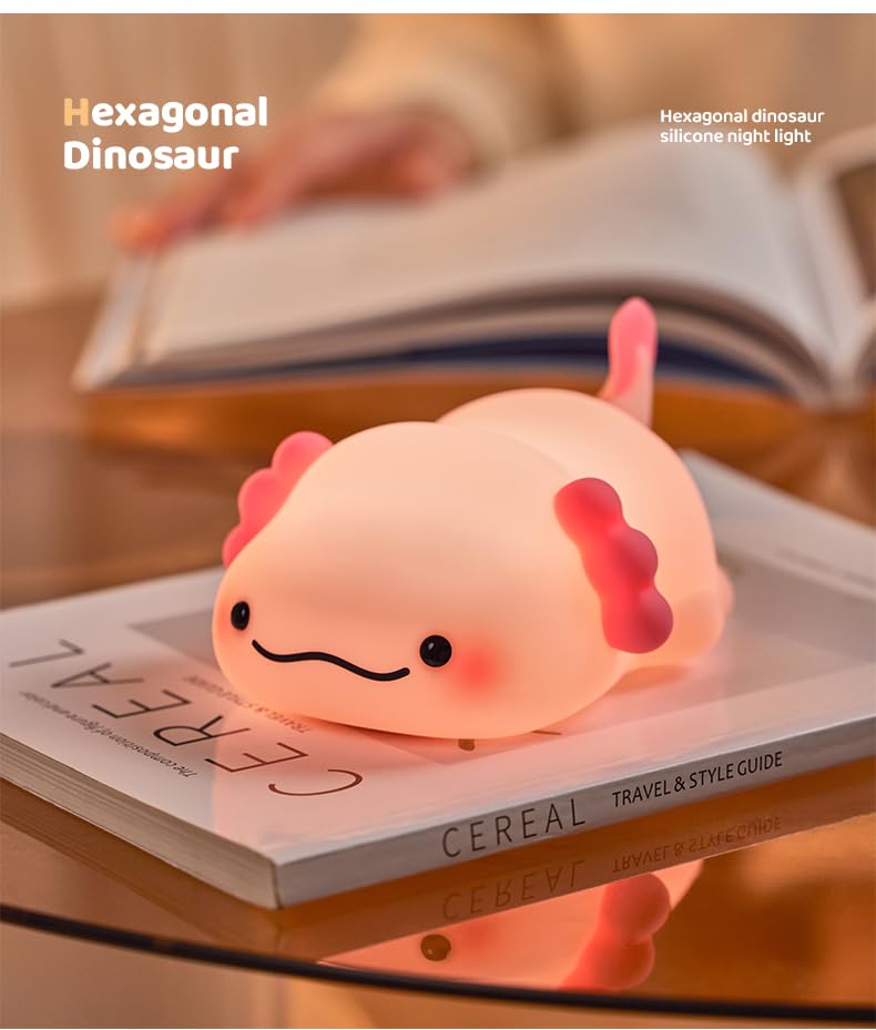 Atsuinightlight ATSUI Axolotl Night Light, LED Squishy Novelty Animal Lamp, Food Grade Silicone, 3 Level Dimmable, Breastfeeding Nursery Ni…