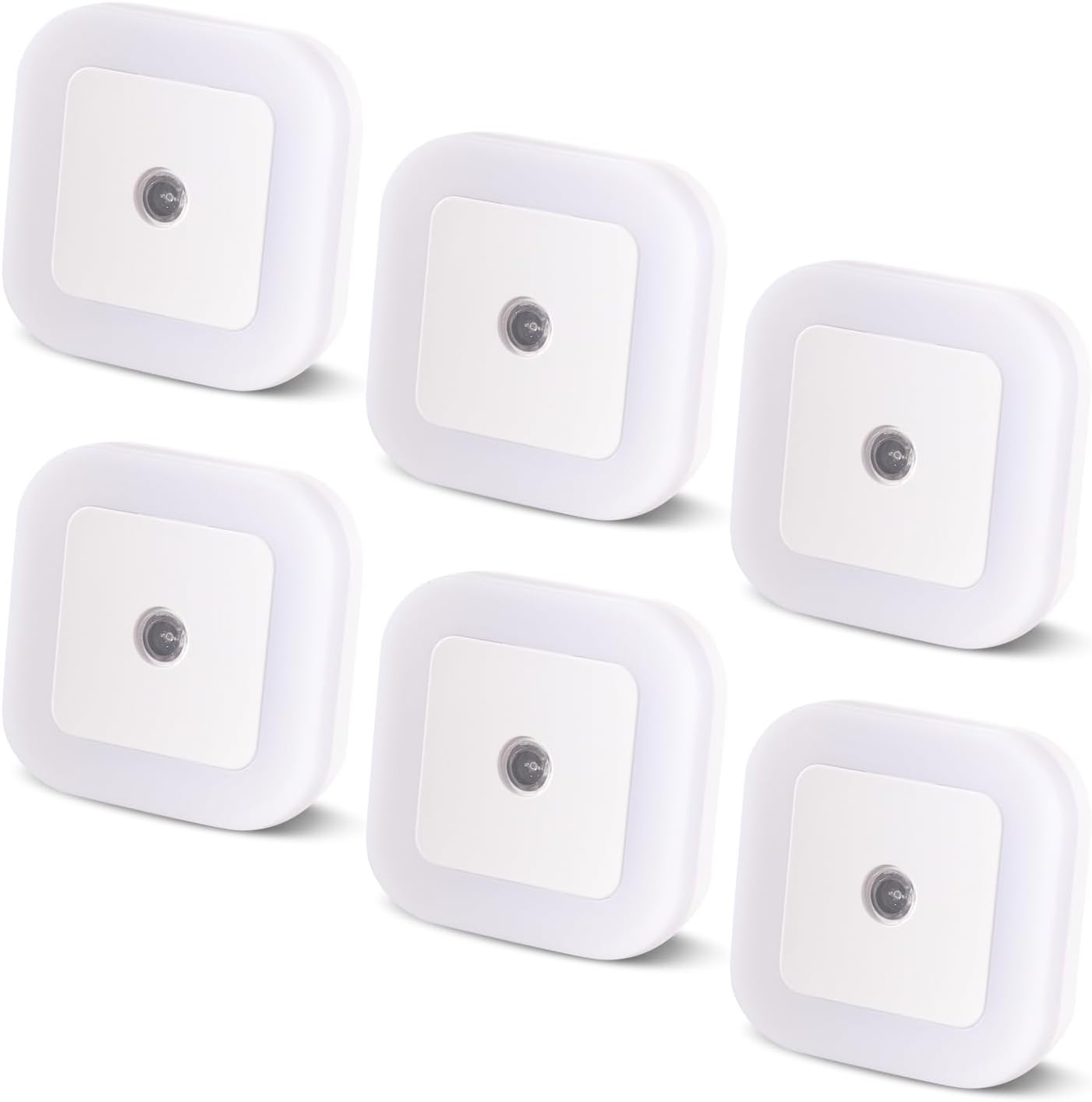 Night Light, 0.5W Daylight White LED Plug-in Night Light with Dusk to Dawn Sensor, Pack of 6 - Designed for Kids Room, Bedroom, Bathroom…