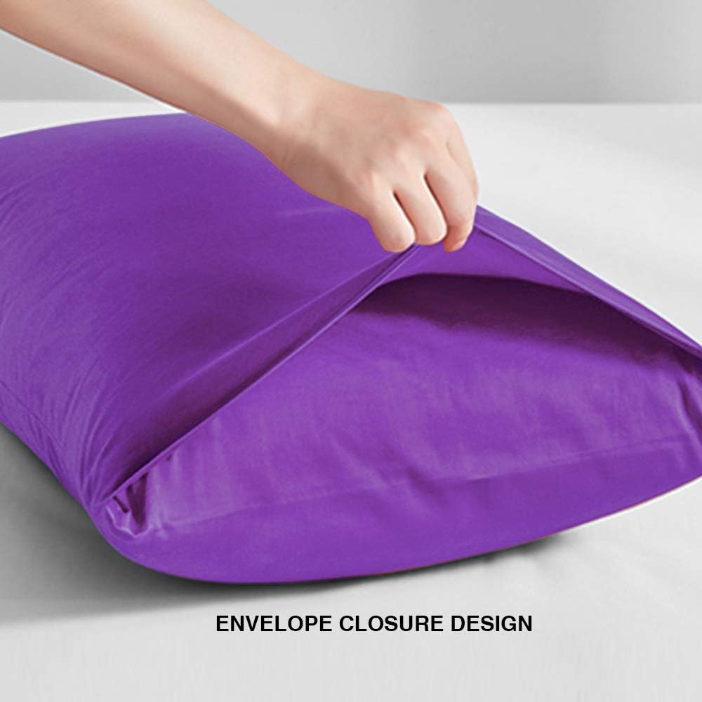 FLXXIE Pillow Cases Queen, Soft Microfiber Pillow Covers with Envelope Closure, Wrinkle Resistant Pillowcases, 2 Piece Set, 20x30, Purple