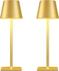 Yogaret 2 Pack Gold Rechargeable Table Lamps, Cordless Lamp with 6000mAh Battery Operated, Wireless Lamp for Restaurant Home Dinner Dining…