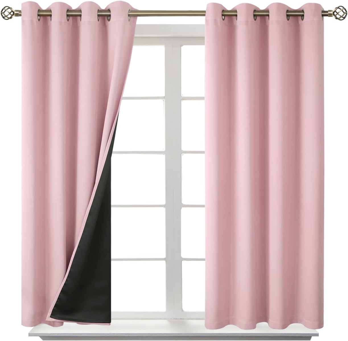 BGment Baby Pink 100% Blackout Curtains for Girls Bedroom 45 Inch Length, Thermal Insulated Full Light Blocking Grommet Noise Cancelling Sm…
