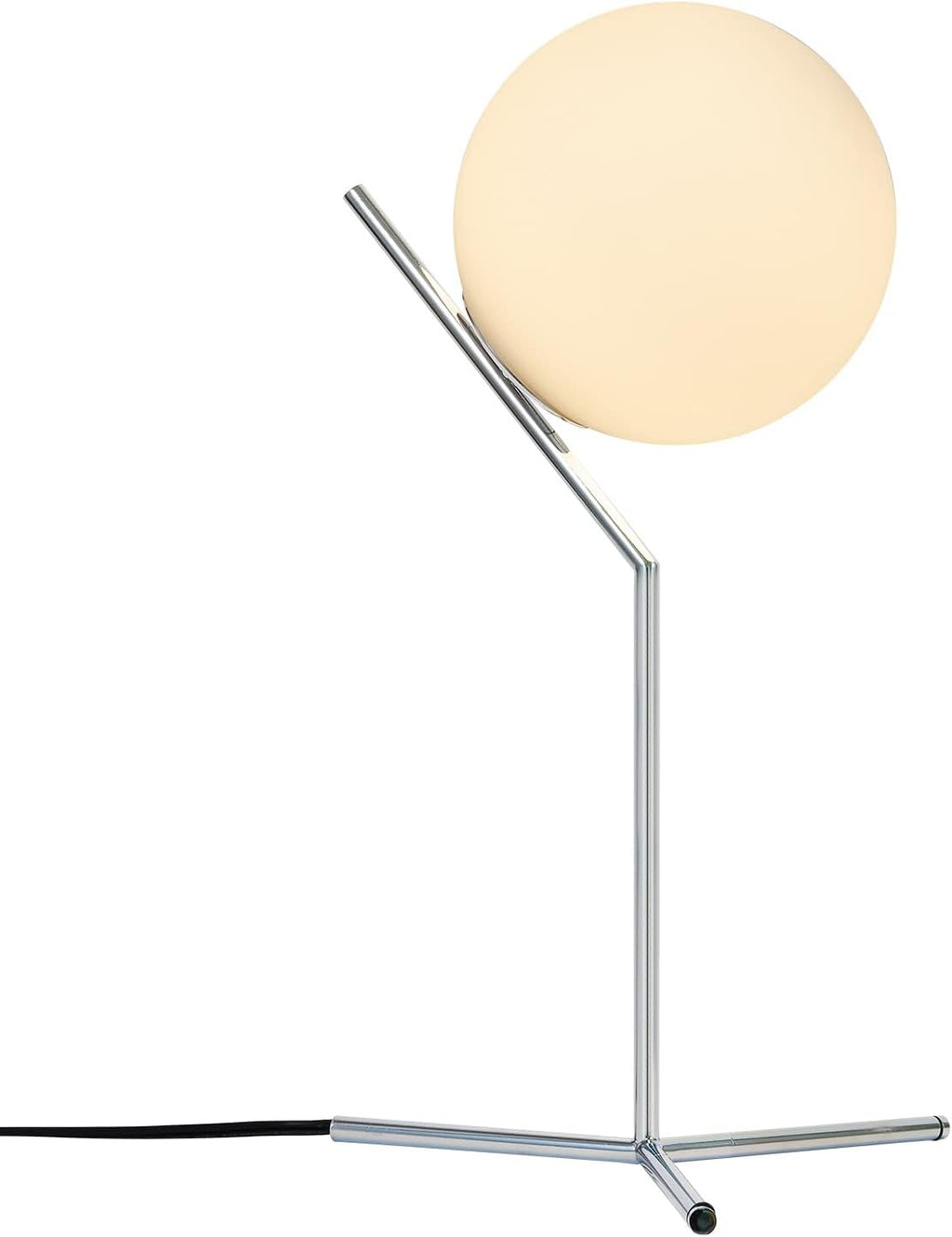BOKT Modern Chrome Metal Globe Table Lamp Contemporary Milk White Glass Reading Lamp 1-Light E26 Table Standing Lamp Home Decor Glass…
