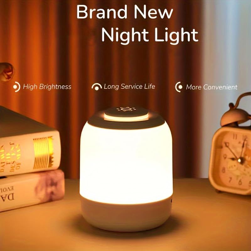 Touch Control Night Light, 3 Brightness Adjustable LED Bedside Lamp, Portable Table Lamp, Best Gift for Men Women Teens Kids Children…