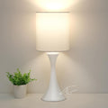 Modern Table Lamps, 3 Way Touch Control Table Lamp, Dimmable Desk Lamp, White Nightstand Lamp with Fabric Shade, Small Bedside Lamp for…
