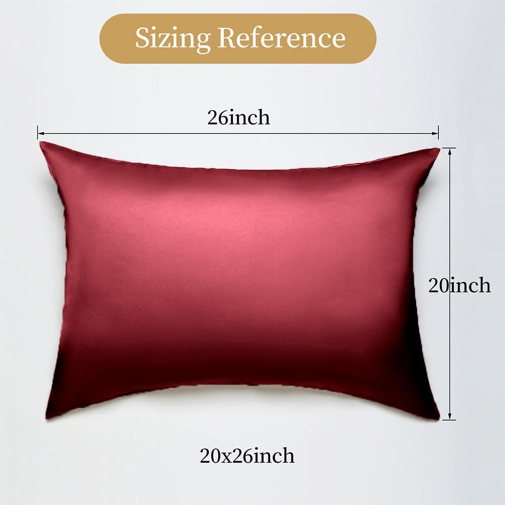 Mulberry Silk Pillowcase for Hair and Skin Standard Size, Silk Pillowcase 20"X 26" with Hidden Soft Breathable Smooth Cooling Pillow…