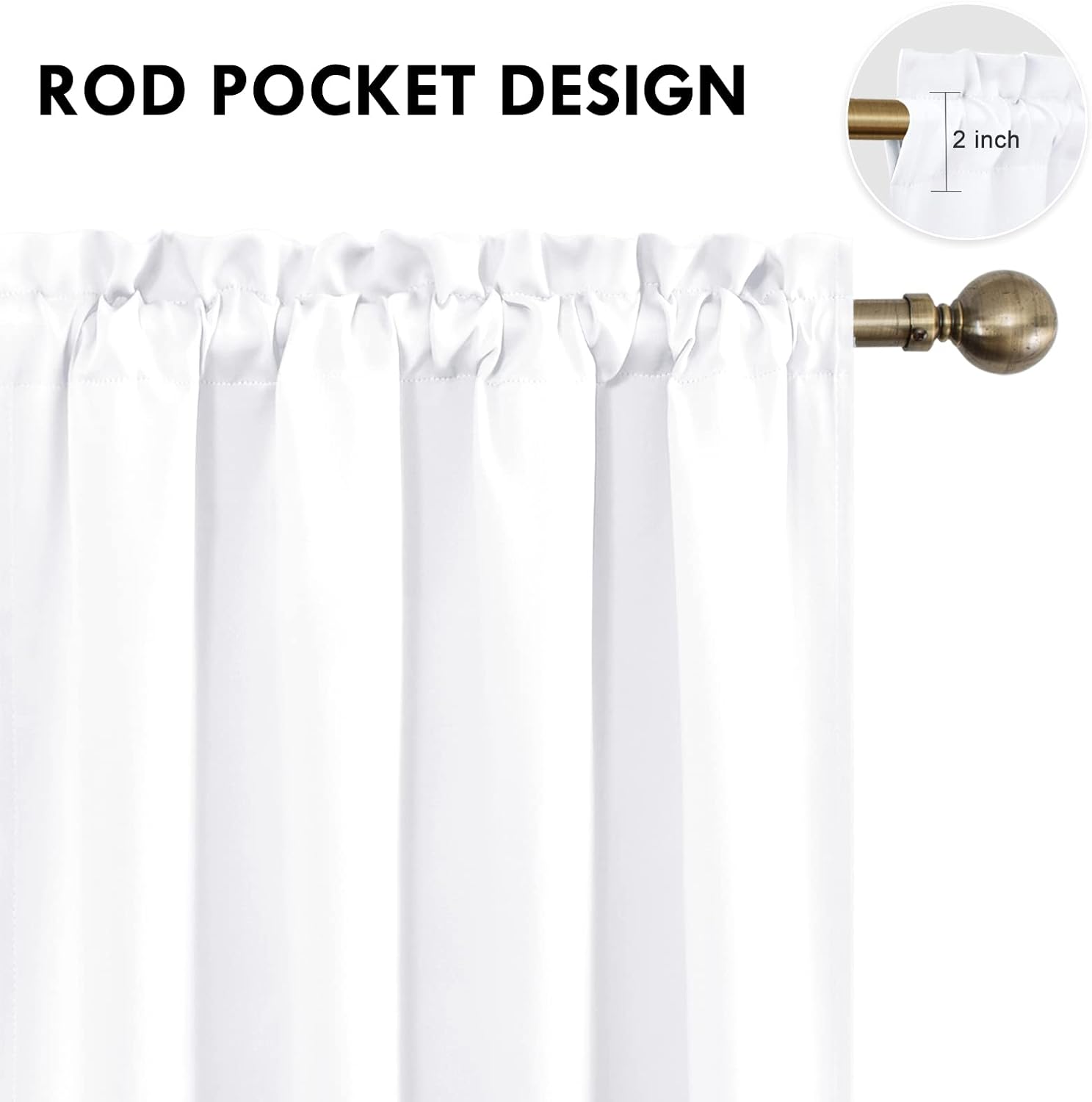 DWCN White Curtains for Living Room Thermal Insulated, 50% Light Blocking Curtains for Bedroom, Dining Room Window, W 52x L 84 Inch, Set…