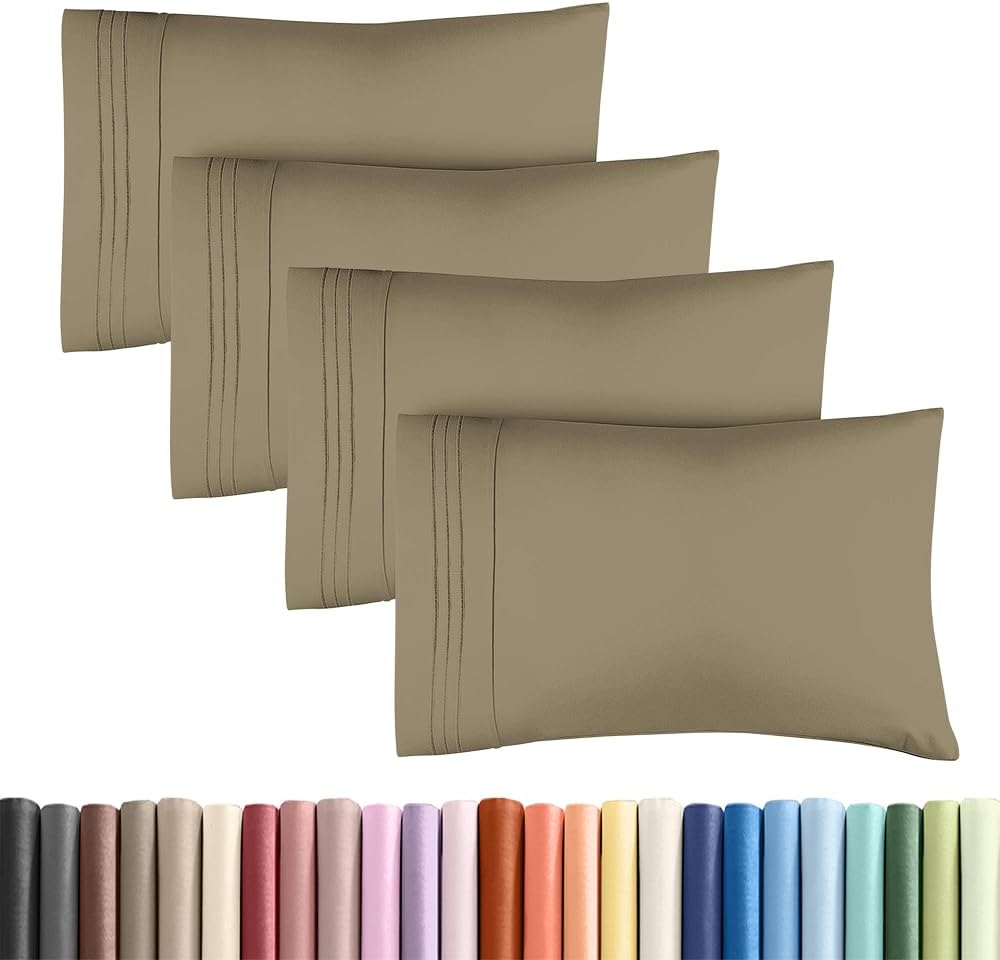 King Standard Pillow Cases Set of 4 - Soft Hotel Quality Pillowcase Covers - Comfy Bedding for Women, Men, Kids & Teens - Machine…