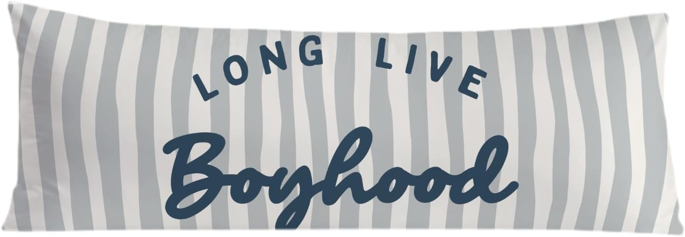 Long Live Boyhood 20x54 Body Pillow Cover for Boys Room Nursery, Boy Nursery Decor, Kids Playroom Decor, Trendy Retro Blue Boyhood…