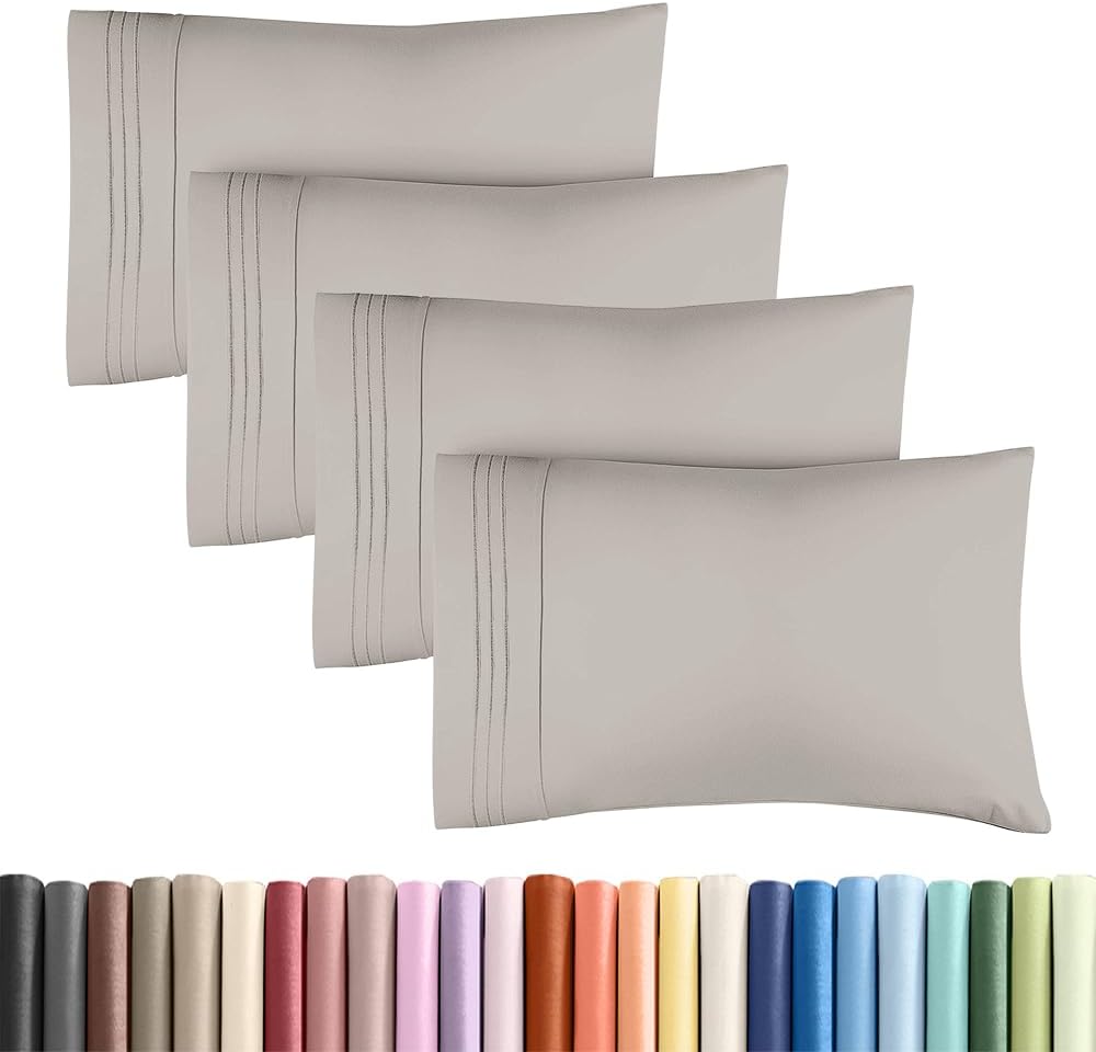 King Standard Pillow Cases Set of 4 - Soft Hotel Quality Pillowcase Covers - Comfy Bedding for Women, Men, Kids & Teens - Machine…