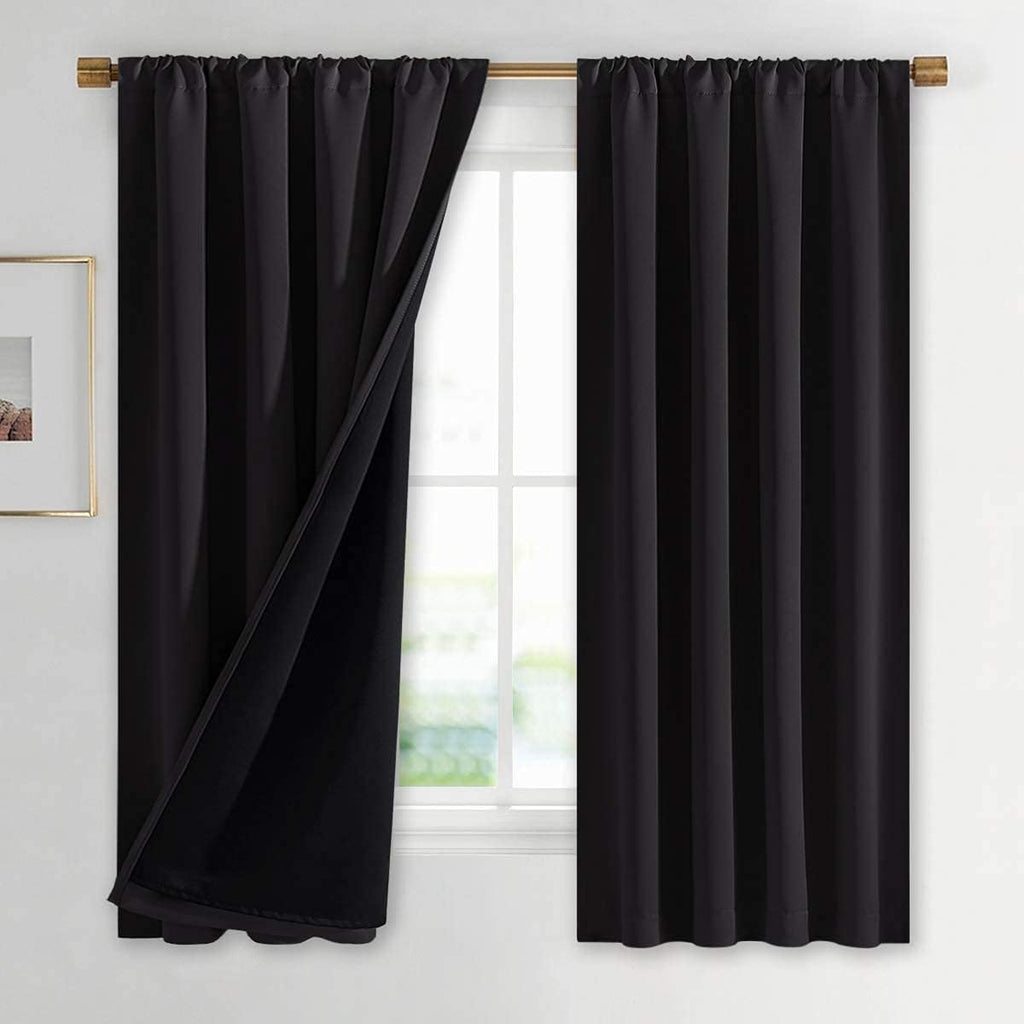 Nicetown Complete 100% Blackout Curtains, Thermal Insulated & Energy Efficiency Window Draperies with Black Liner, Noise Reducing Drapes, K…