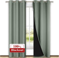 Nicetown Greyish Green Blackout Curtains 84 inches Long, Full Light Blocking Drapes with Black Liner for Nursery, Thermal Insulated Draperi…