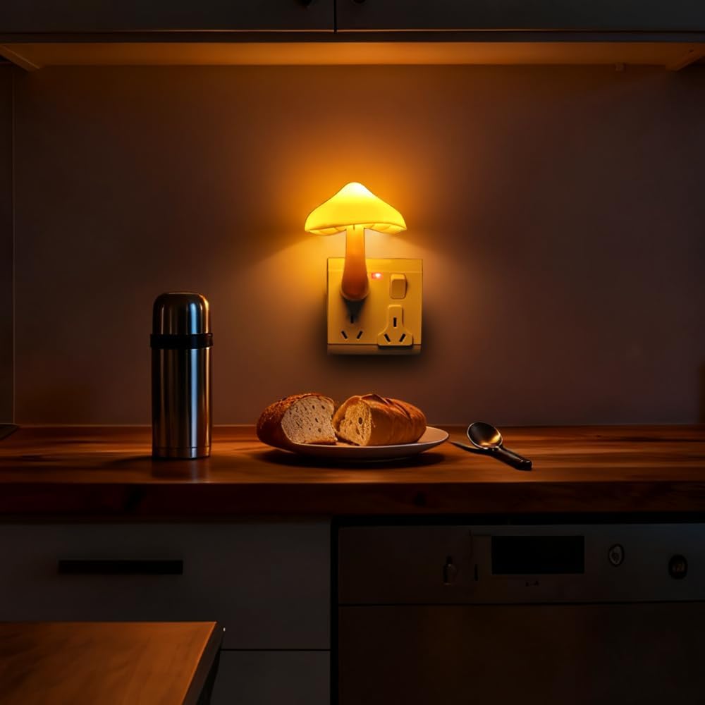 AUSAYE 3 Pack Sensor LED Mushroom Night Light Plug in Lamp Cute Night Lights for Adults Kids NightLight…