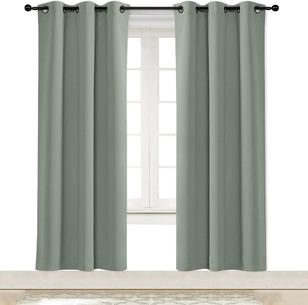 NICETOWN Blackout Curtain Window Drape Panel Noise Reducing Solid Grommet Top Blackout Room Darkening Curtain/Drape for Kid's Room (Sage…