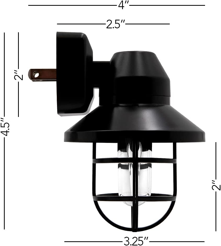 Maxxima Decorative Vintage LED Night Light - Farmhouse Plug-in Wall Outlet Light, 3000K Warm White, Features Automatic Dusk-to-Dawn…