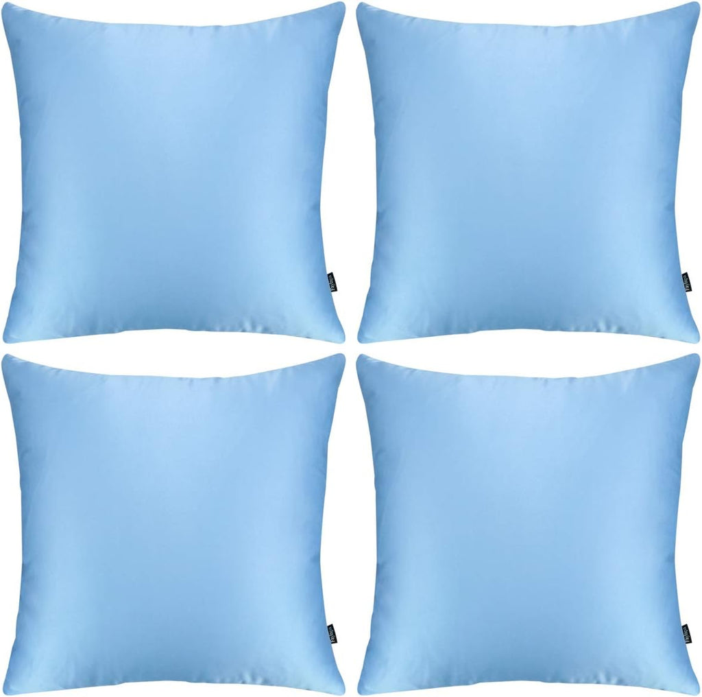 Faylapa 4 Pack Satin Throw Pillow Cases, Sky Blue Heavy Silk Satin Decorative Pillow Covers Solid Dyed Soft Pillow Cover Home Decor,20" x…