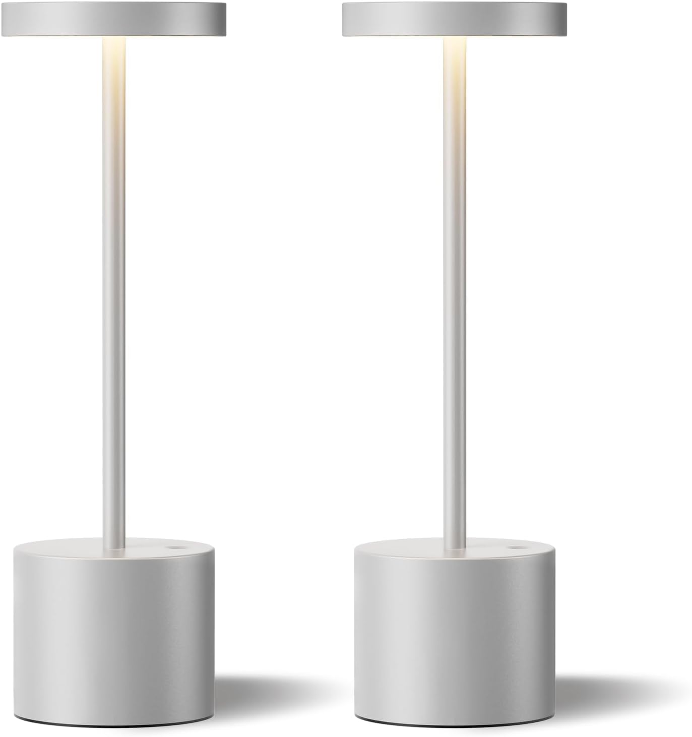 Kakanuo Silver Gray Cordless Lamp Set, Rechargeable Lamp, 3 Color Temperature, LED Outdoor Wireless Lamps, Battery Operated Lamps…