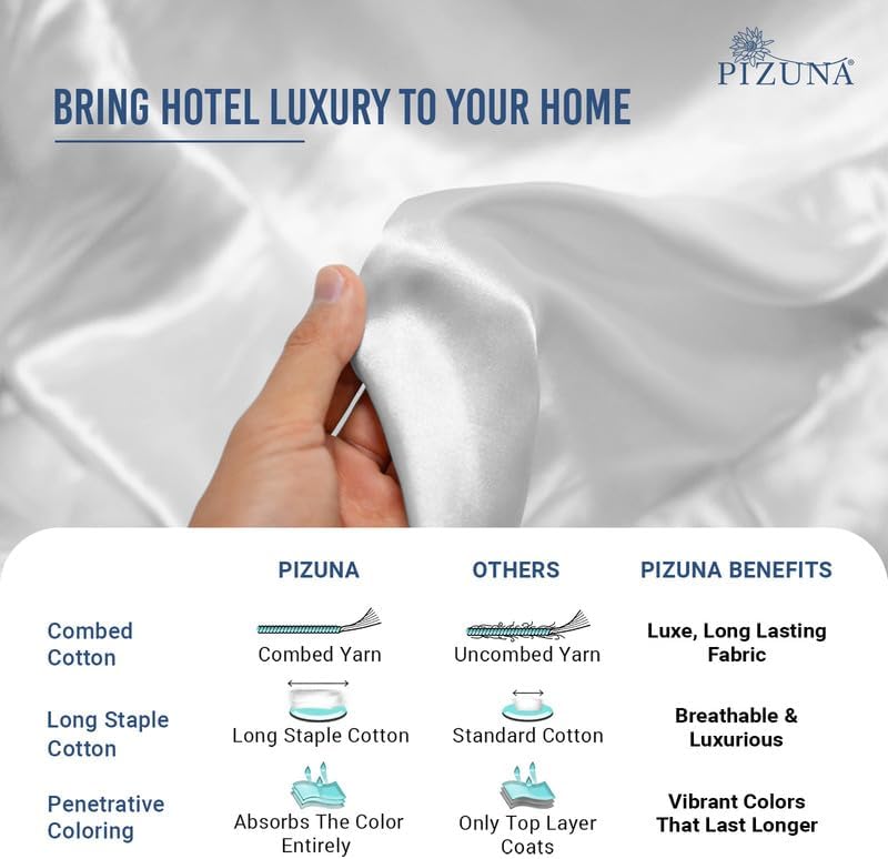 Pizuna Twin Sheet Set 100% Luxury Cotton 800 Thread Count Soft Sateen Weave Breathable Hotel Quality Cooling Bed Sheets Twin Size Bedding S…