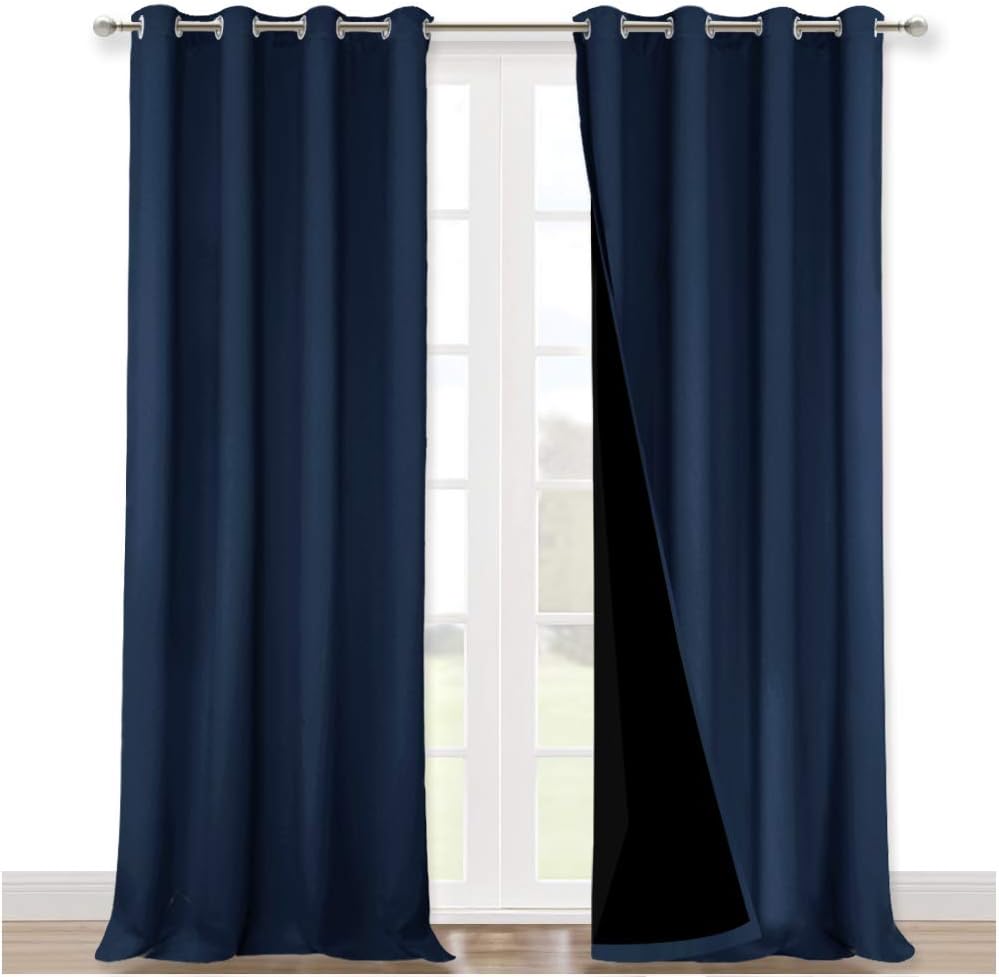 Nicetown 100% Blackout Curtains 108 inches Long, Noise Reduction Window Treatment Curtains, Thermal Insulated Energy Smart Drapes and Drape…