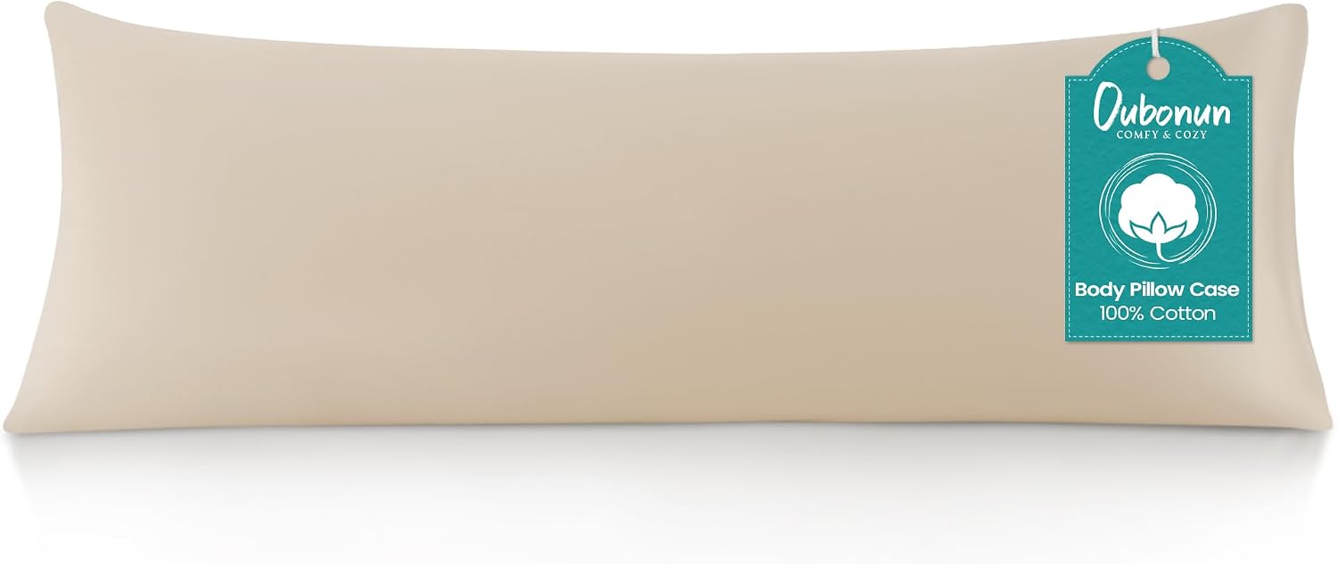 Oubonun 100% Cotton Body Pillowcase - 800 Thread Count/21x54, Moisture Absorbent and Breathable, Hotel Body Pillow Cover for All Seasons, B…