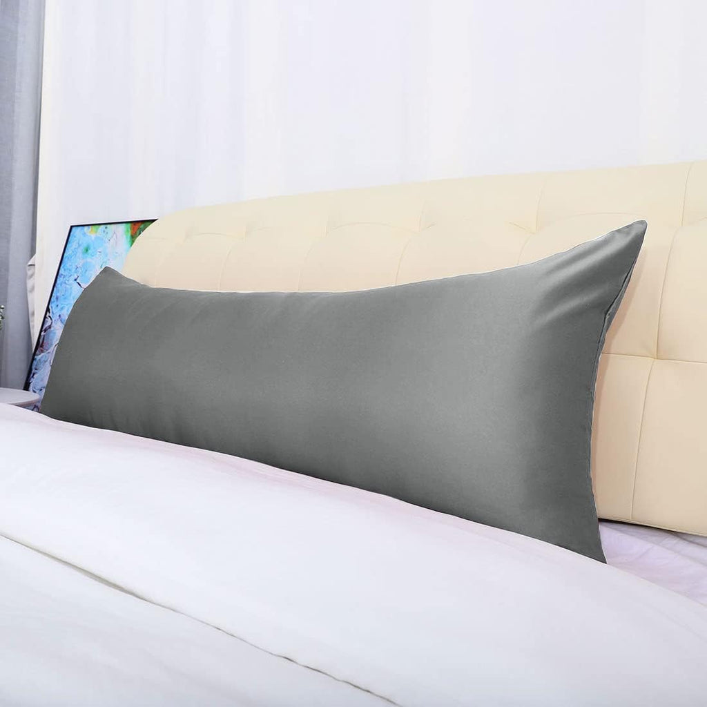 uxcell Body Pillow Cover, 20x54 Inch Silver Silky Satin Body Pillowcases for Hair and Skin, Soft Cooling Smooth Pillow Case with Envelope…