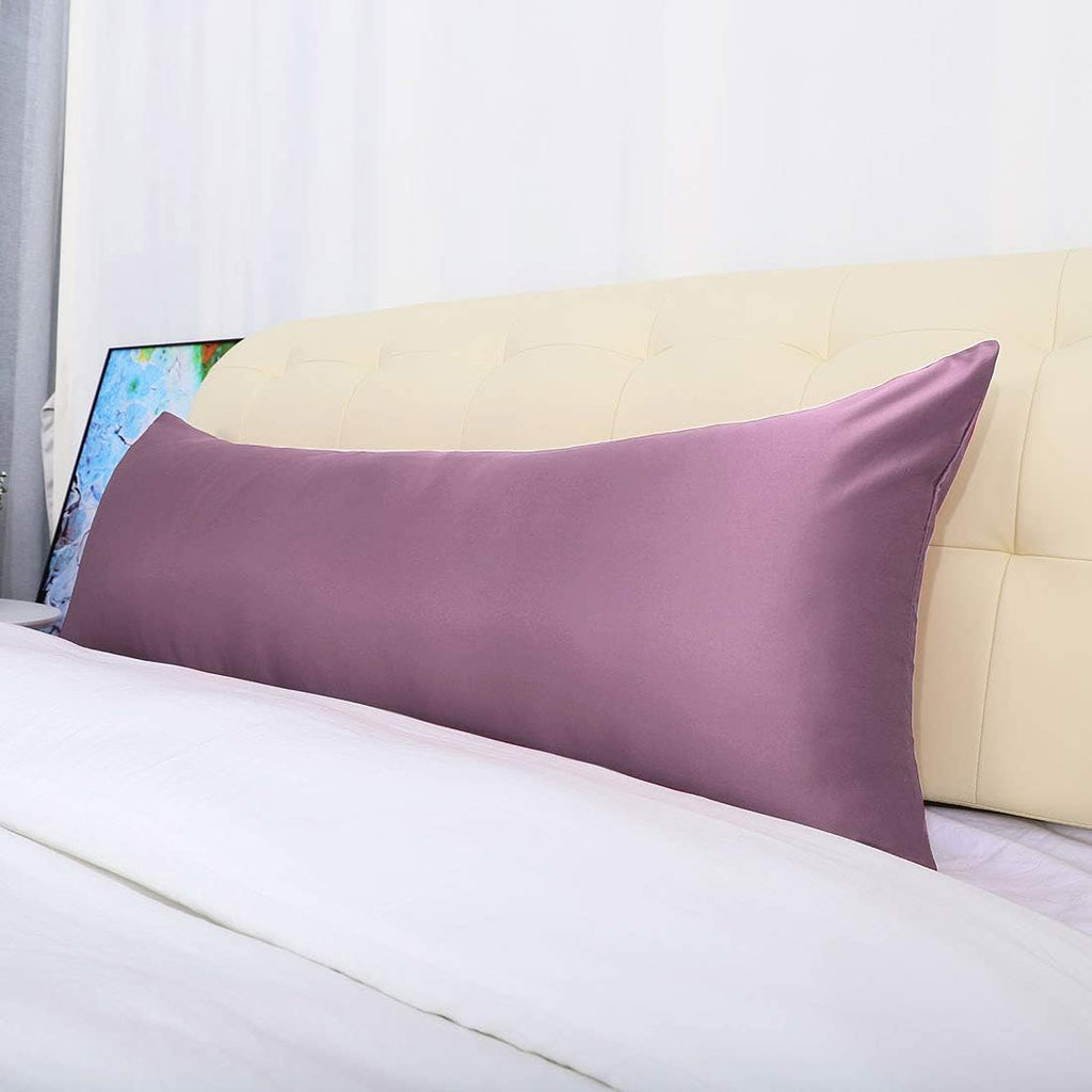 uxcell Body Pillow Cover, 20x48 Inch Mauve Silky Satin Body Pillowcases for Hair and Skin, Soft Cooling Smooth Pillow Case with Envelope…