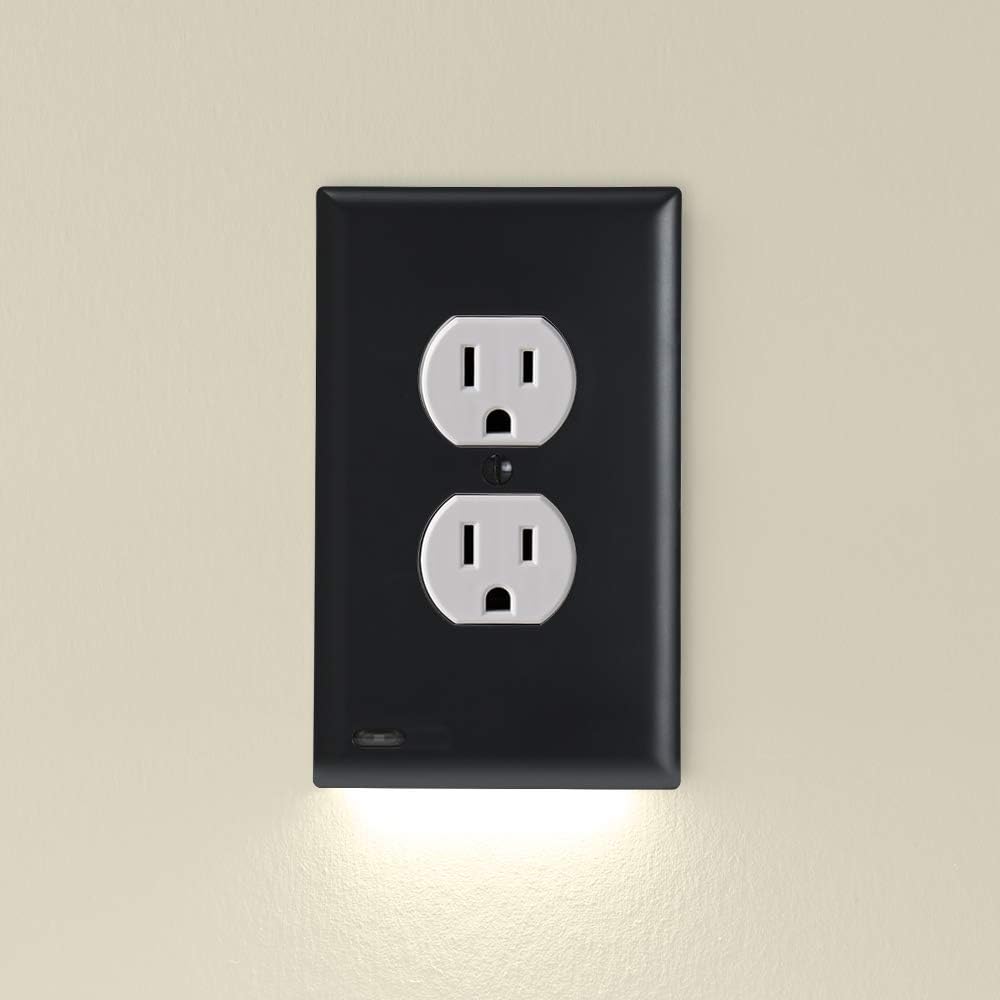 2 Pack - SnapPower GuideLight [For Duplex Outlets] - Replaces Plug-In Night Light - Electrical Receptacle Wall Plate With LED Night…