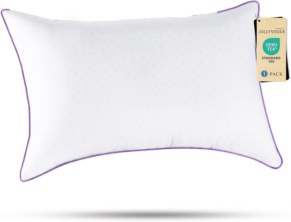 Jollyvogue Pillows King Size Set of 1, Washable Supportive Single Bed Pillow with Super Soft Down Alternative Fill, Luxury Fluffy Hotel Qua…