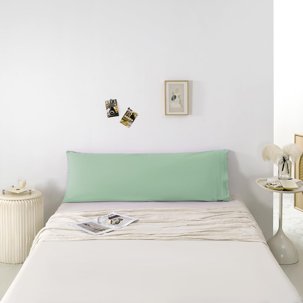 NookZuzu Body Pillowcase,1 Pack Queen Body Pillow Case,20"x54" Microfiber Long Pillowcase for Bed, Light Sage Green Body Pillow Case Cover, U…