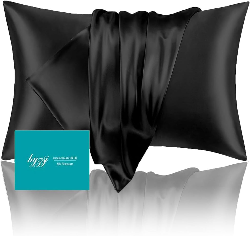 Mulberry Silk Pillow Cases Queen Size with Hidden Zipper, Ultra Smooth and Soft Breathable Cooling Silk Satin Pillowcase for Hair and…