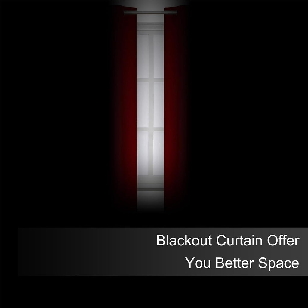 Lemomo Blackout Curtains 66 x 54 Inch Long Red Curtains Set of 2 Panels Room Darkening Curtains for Bedroom and Living Room 54 Inch Red