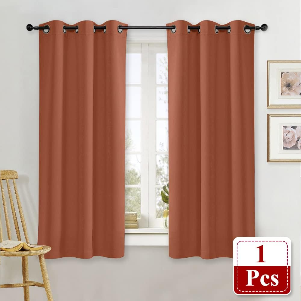 NICETOWN Burnt Orange Blackout Window Curtain for Kitchen Noise Reducing Solid Grommet Window Treatment Drapery/Drape for Decor (1 Panel…