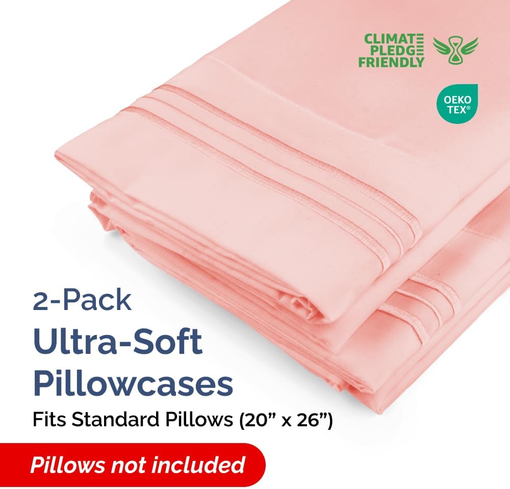 Standard Pillow Cases Set of 2 - Ultra-Soft Hotel Quality Pillowcase Covers - Comfy & Wrinkle Free - Stain and Fade Resistant - Machine…