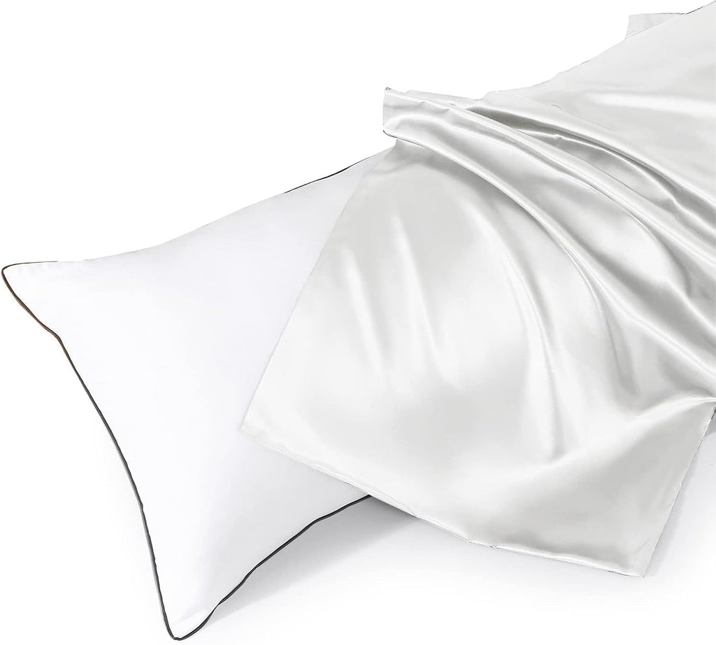 Huxmeyson Body Pillow with Satin Pillowcase, Body Pillow for Adults, Removable Cover, White (20"x54") White