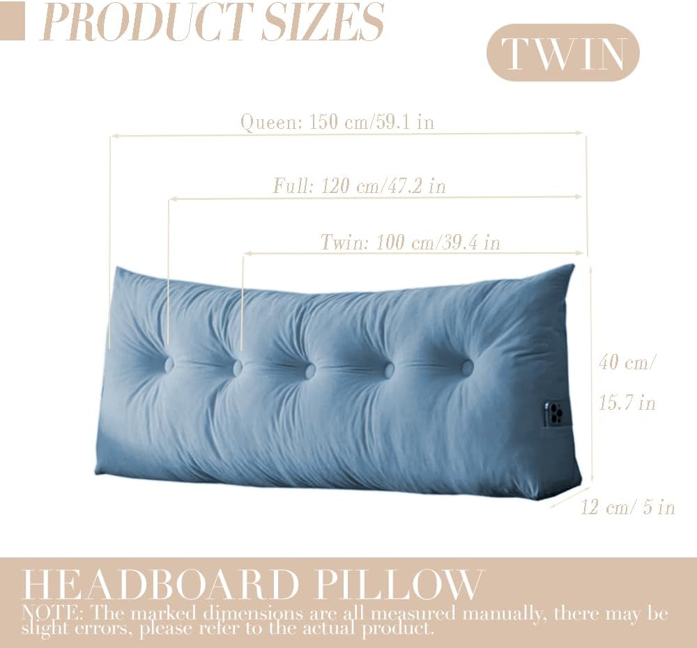 Triangular Wedge Headboard Pillows Twin Headboard Pillow for Colleage Dorm Long Backrest Positioning Support for Sleeping Reading…