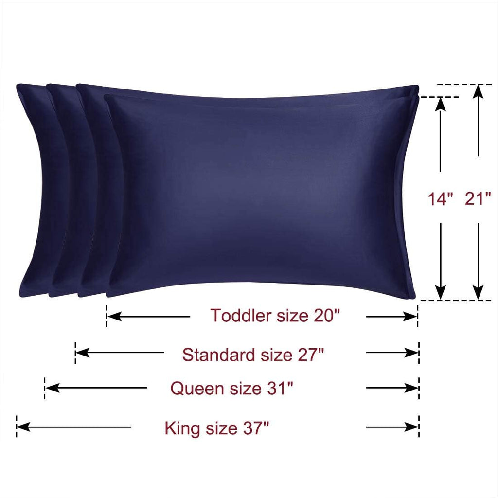 uxcell Queen Satin Pillowcase with Zipper, Super Soft and Luxury, Silky Pillow Cases Covers Set of 2, 21"x31", Navy