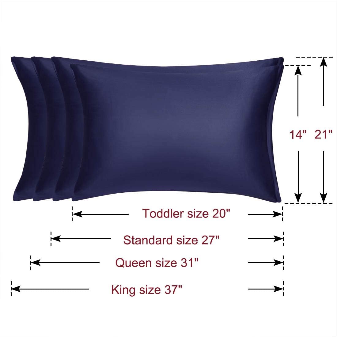 uxcell Queen Satin Pillowcase with Zipper, Super Soft and Luxury, Silky Pillow Cases Covers Set of 2, 21"x31", Navy