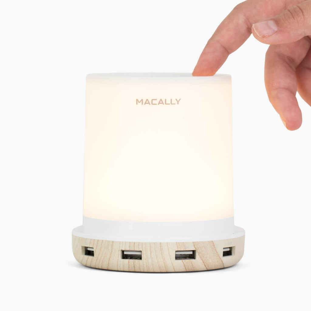 Macally Small Touch Lamps for Nightstand - Bedside Lamp with USB Port - 3 Way Dimmable Short Table Lamp for Small Spaces - Use as Night…