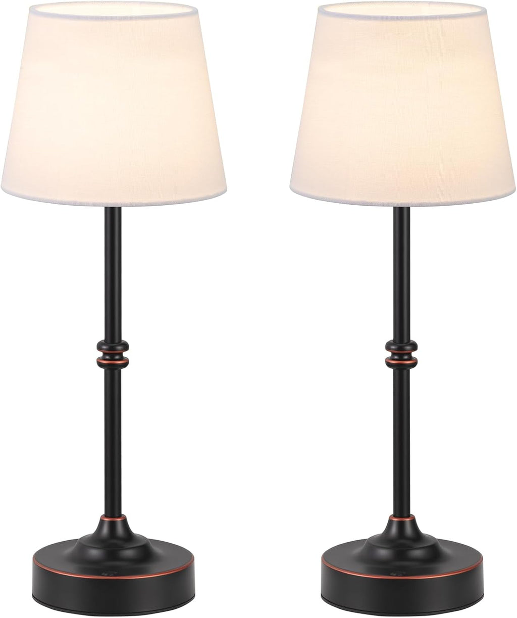 Kakanuo Rechargeable Cordless Table Lamp Antique Black - 2 Pack 4000mAh Battery Operated Lamp, 3000K Warm Light, Touch Control Stepless…