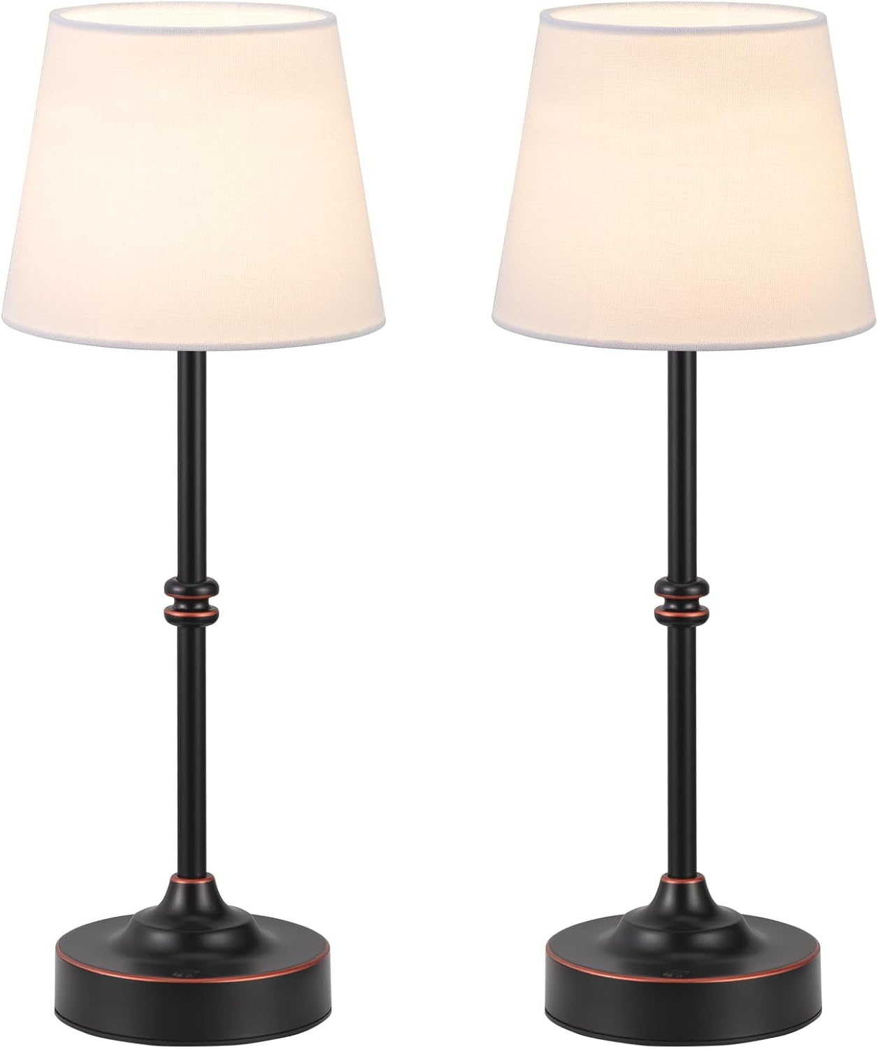 Kakanuo Rechargeable Cordless Table Lamp Antique Black - 2 Pack 4000mAh Battery Operated Lamp, 3000K Warm Light, Touch Control Stepless…