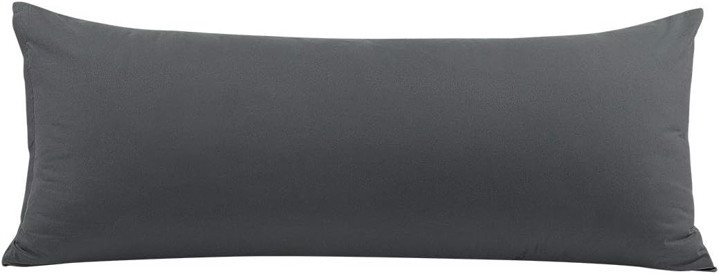 PiccoCasa Body Pillow Cover, Soft Microfiber Pillowcase with Zipper Closure, 20"x72" Grey cotton Grey