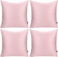 Faylapa 4 Pack Satin Throw Pillow Cases, Baby Pink Heavy Silk Satin Decorative Pillow Covers Solid Dyed Soft Pillow Cover Home Decor,18" x…