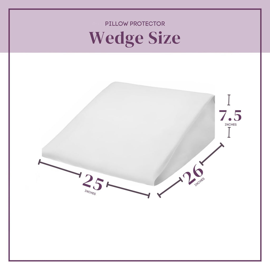 CirclesHome Wedge Pillow Cover 100% Cotton, Zippered Wedge Pillow Case Protector, Soft, Hypoallergenic & Breathable -White, (25Wx26Lx7.5) 7…
