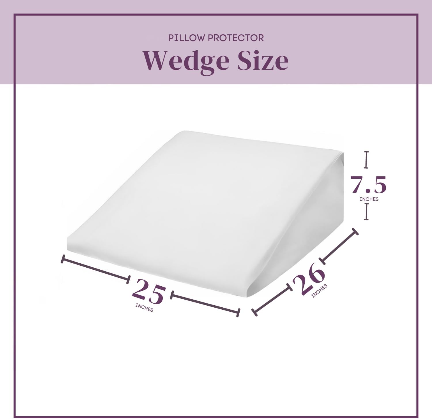 CirclesHome Wedge Pillow Cover 100% Cotton, Zippered Wedge Pillow Case Protector, Soft, Hypoallergenic & Breathable -White, (25Wx26Lx7.5) 7…