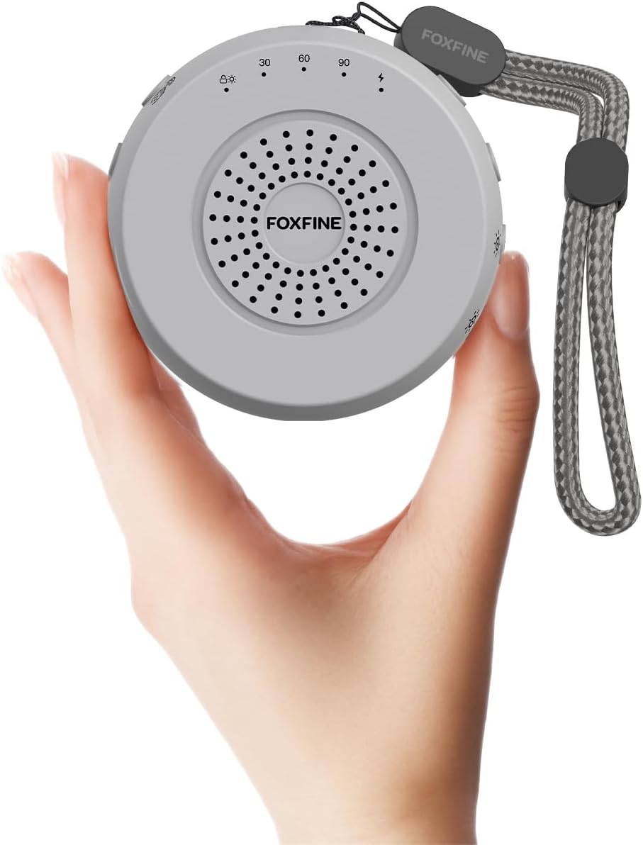FOXFINE Portable Sound Machine, Travel White Noise Machine with 36 Soothing Sounds, Focus Light & Headphone Jack, Timer & Memory for…