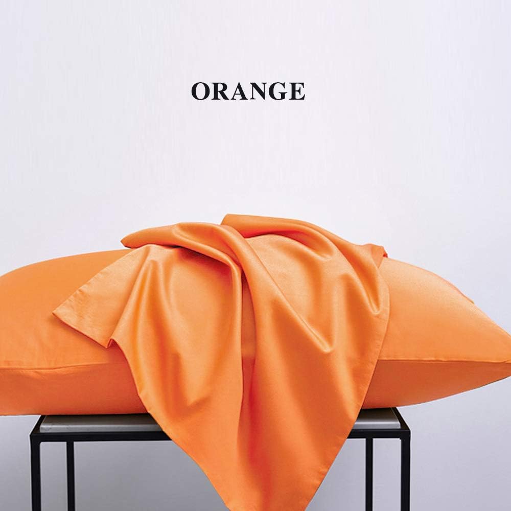 Ntbay King Pillowcase Set - 2 Pack Brushed Microfiber 20x36 Pillowcases - Soft, Wrinkle-Free, Fade-Resistant, Stain-Resistant, Orange Pillo…