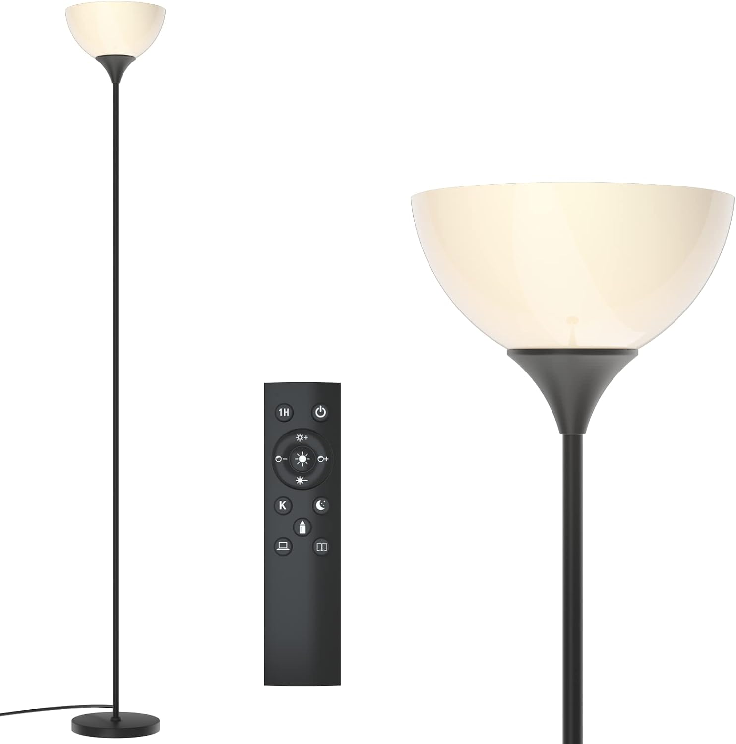 PESRAE Floor Lamp, Remote Control with Stpeless Color Temperatures and Brightness, Torchiere lamp for Bedroom, Living Room, Bulb Included…