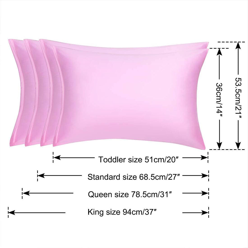 uxcell King Satin Pillowcase with Zipper, Super Soft and Luxury, Silky Pillow Cases Covers Set of 2, 21"x37", Pink