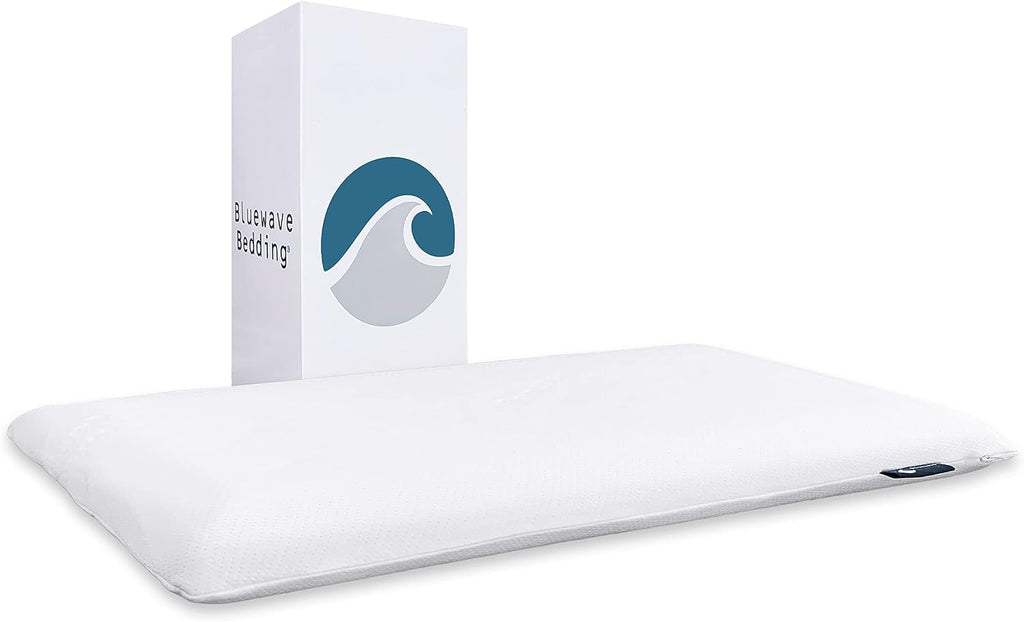 BluewaveBedding Bluewave Bedding Hyper Gel Memory Foam Pillow for Stomach and Back Sleepers - Thin, Flat Design for Cervical Neck Alig…